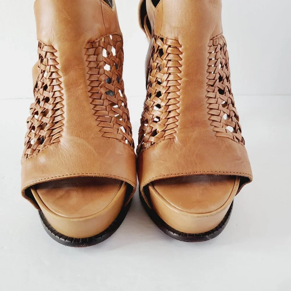 Elizabeth and James Tan Cutout Heels - Picture 4 of 11